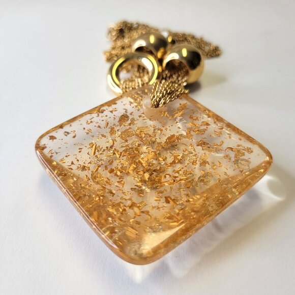 Statement Choker Gold Confetti Clear Pendant Necklace Choker Necklace - Picture 4 of 11